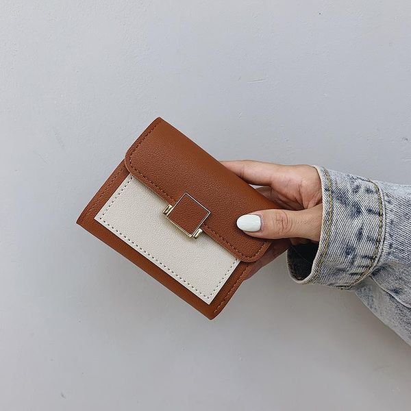 

2020 korean fashion small wallet women short slim girls purse for money trendy mini female small purse foldable cute wallet, Red;black