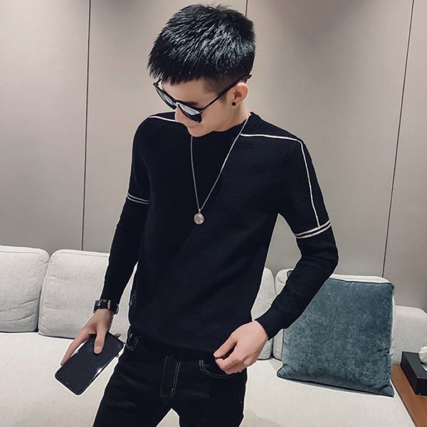 

winter 2020 new cute korean male sweater with a shirt for casual fall clothes, White;black
