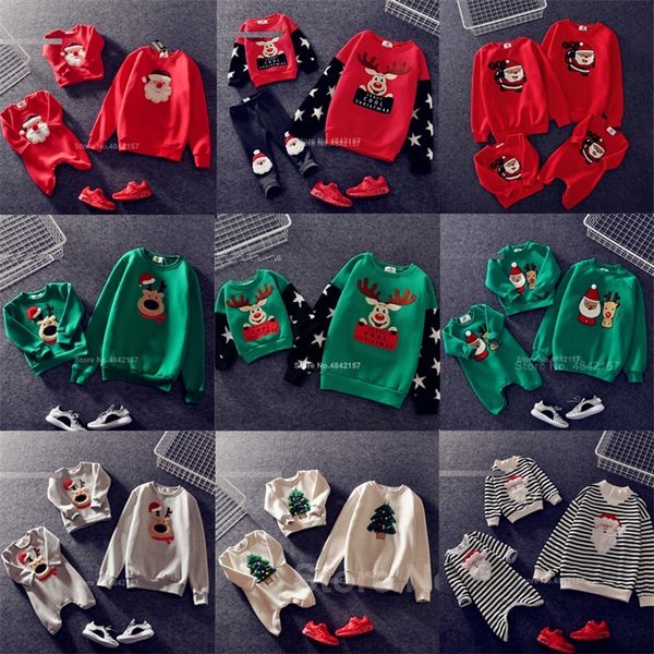 

family look for dad mommy and me father mother daughter christmas new year cotton sweater outfits family matching clothes 201128, Blue