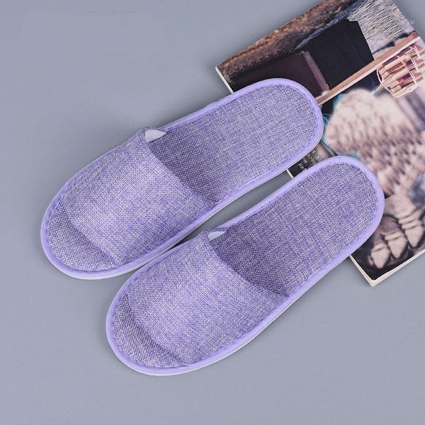 

slippers disposable home guest indoor slipper el travel spa portable cotton linen breathable slipper1, Black