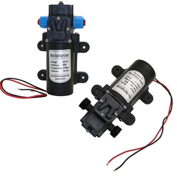 DC 12V 60W Micro membrana pompa ad acqua Irrigazione del giardino ad alta pressione 18mm 1/2 