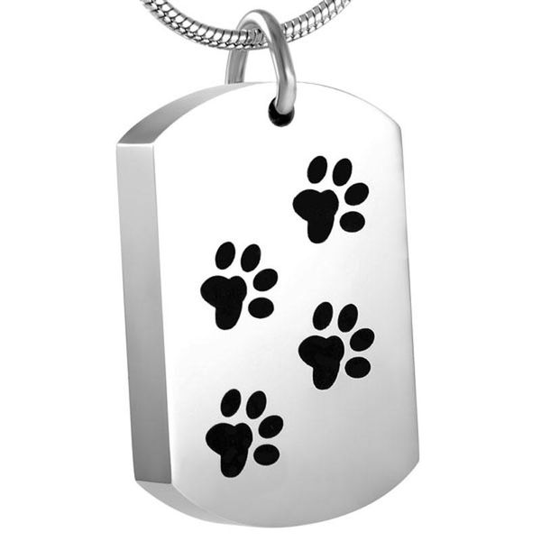 

different shape pet print on my heart keepsake memorial urns pendant stainless steel cremation jewelry necklace for ashes, Silver