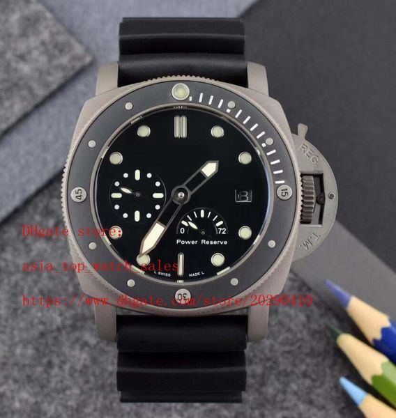 

elling super luxury black classic power reserve automatic movement 47mm auto date rotating ceramic bezel rubber strap 1860 men watches, Slivery;brown