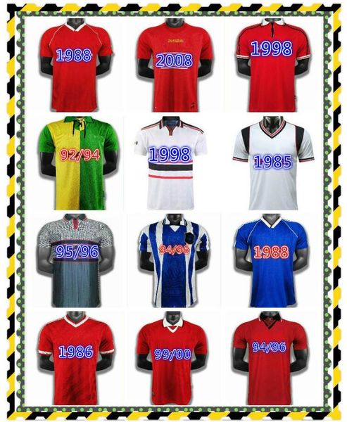 

retro jersey 86 88 07 08 90 92 96 united ucl final match utd home manchester 94 98 united ronaldo beckham cantona keane giggs man jersey, Black;yellow