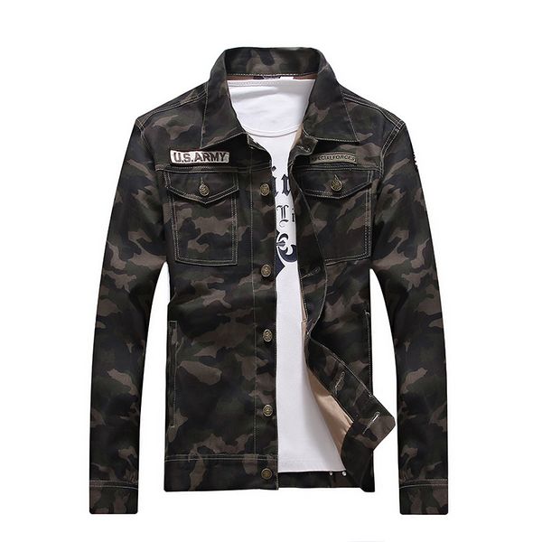 

new sale spring men's denim jacket camouflage windbreaker mens slim coats masculina male fashion outerwear coats plus 4xl 201111, Black;brown