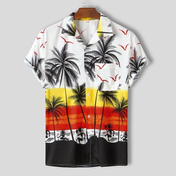 

mens beach hawaiian shirt tropical summer short sleeve shirt men brand clothing printing polyester shirts drop 7417, White;black