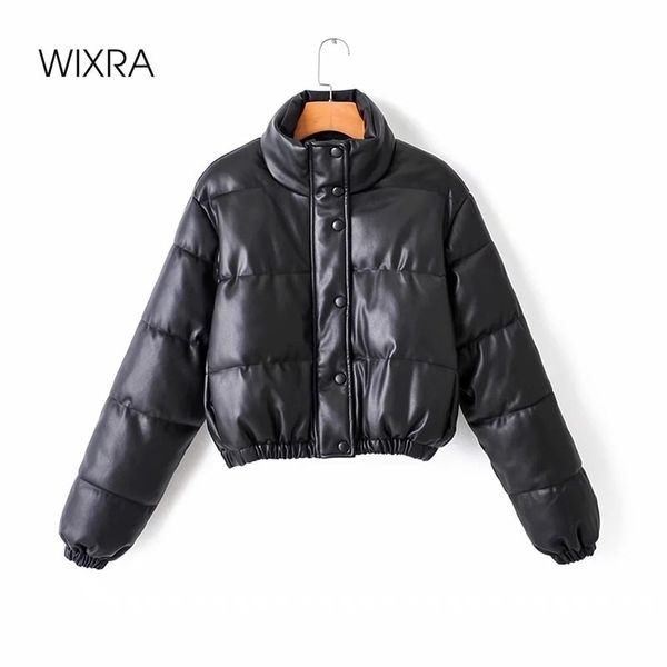 

wixra womens faux leather jackets winter thick warm coats autumn zippers black cool thick cotton jackets for female 210201