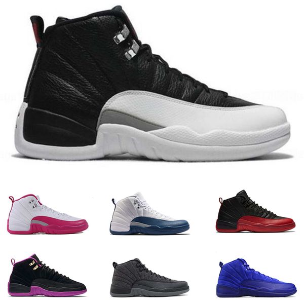 

12 men basketball shoes white the master flu game black gym red 12s taxi playoffs gs french blue cherry sports sneakers eur 41-47, White;red