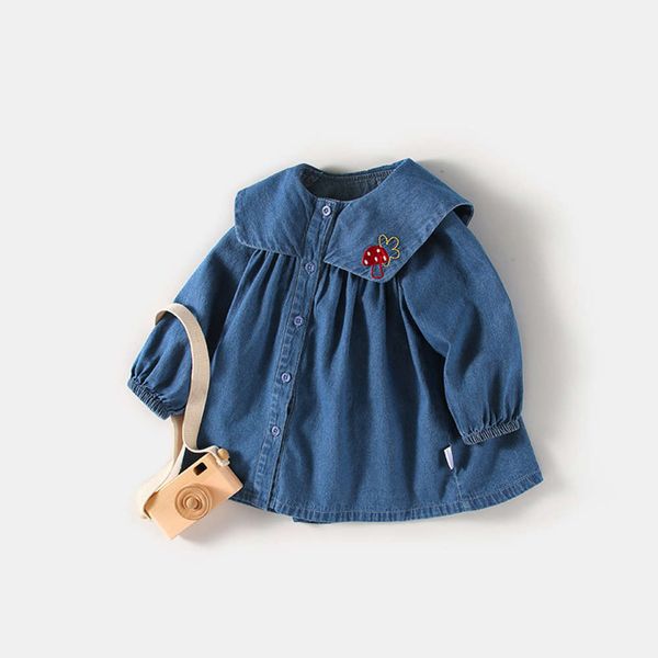 

new girl amila baby children's 2021 denim skirt spring and autumn long sve girl's drs, Red;yellow