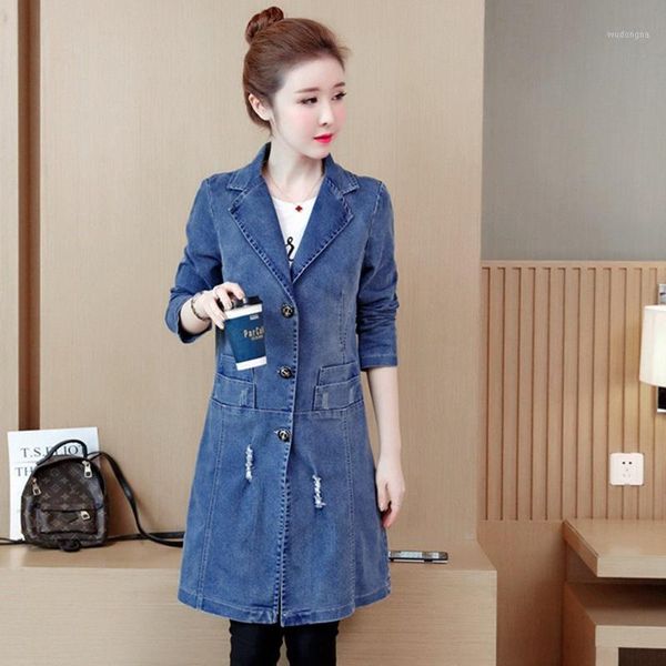 

5xl denim jacket women's mid-length spring and autumn new fashion casual korean shirt embroidery slim jeans windbreaker coat r421, Tan;black