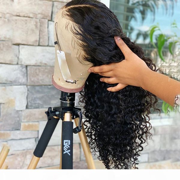 

bouncy curly wigs 2*4 lace closure human hair wigs for women natural plucked 130% remy brazilian lace closure wigs, Black;brown