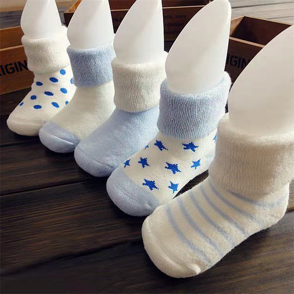 

5 pair thicken cartoon comfort cotton newborn socks kids boy new born baby girl socks 1-3 years winter terry socks lj201019, Pink;yellow