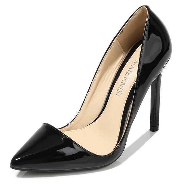 

2021 women size six inches high heels wedding bombs lady pointed finger of green foot valentine heel scarpins office stripper red shoes iwlc, Black