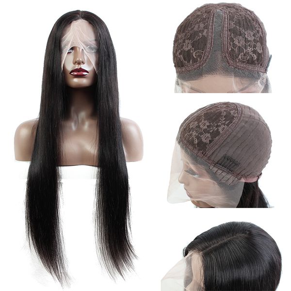 

100% human hair lace front wigs brazilian remy hair 13x4x1 t part lace wigs middle part 10-30 inch long peruvian human hair lace wig, Black;brown