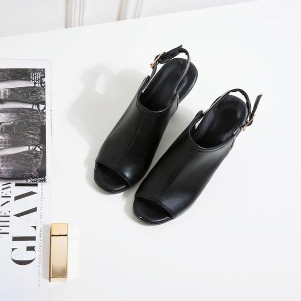 

big size 9  11 12 high heels sandals women shoes woman summer ladies elastic belt for fish mouth shoes1, Black