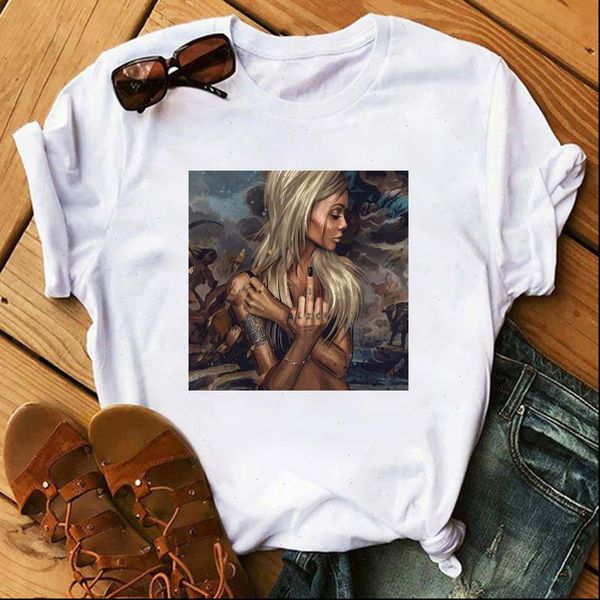 

cartoon graphic print o neck short sleeve woman t shirt fashion casual loose plus size shirts summer tees clothes, White