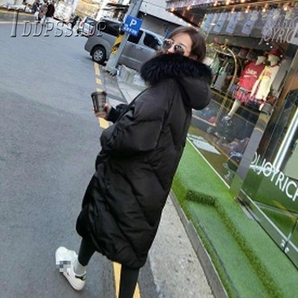 

women's down & parkas women hooded fur collar winter coats long big size female overcoat coat1, Black