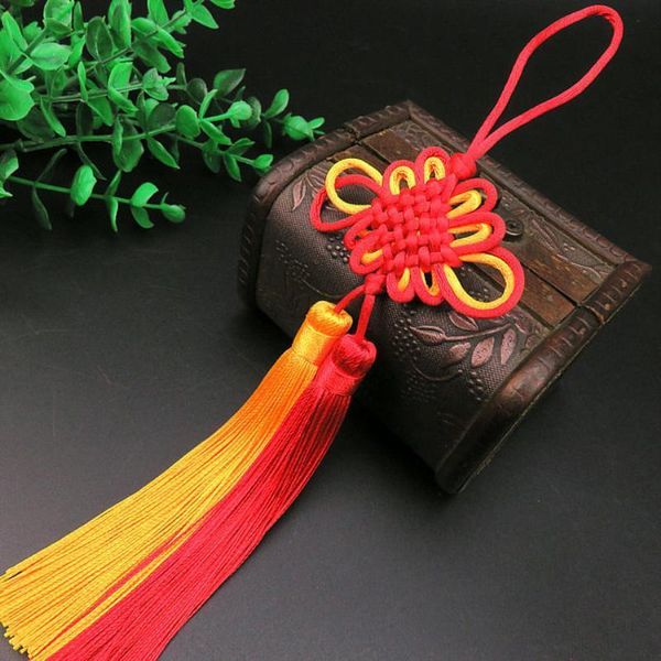 

5pc chinese knots red yellow double tassel keychain caps straps diy jewelry making charms pendant craft accessories craft tassel h jllojy