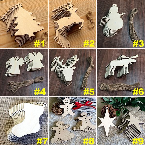 

factorycn14wood 10 ornaments pcs/lot chip snowman tree deer socks hanging pendant christmas decoration xmas gift crafts wx9-123outl