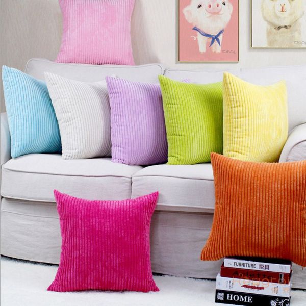

decorative square hidden solid cushion zipper cover with throw case velvet corduroy pillow covers -16 colors- 50x50cm