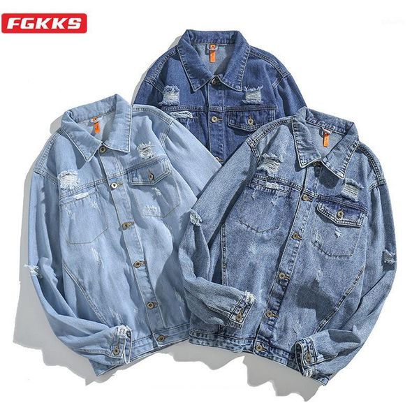 

fgkks solid casual slim mens denim jacket bomber jacket men cowboy men's jean1, Black;brown