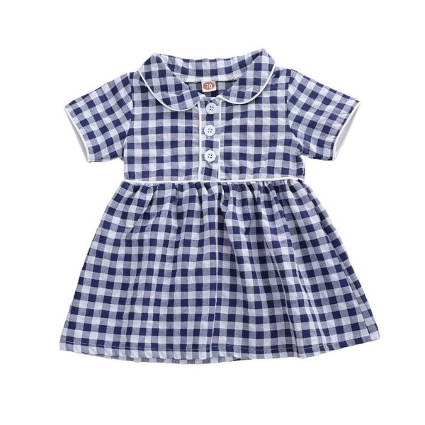 

girl's dresses born baby girls plaid short sleeve button dress cute collar loose sweet summer casual 0-3y, Red;yellow