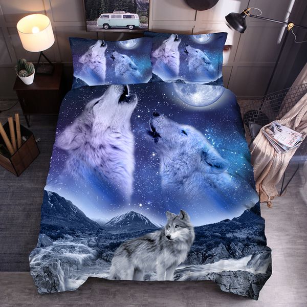 

a set of bedding with 3d quilt cover, wolf king printing, dfs01