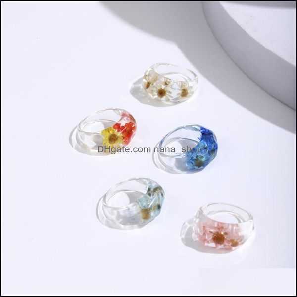 

other fashion accessories transparent rin flower ring 5-piece set of simple and fashionable geometric jewelry drop delivery 2021 wro0n, Silver