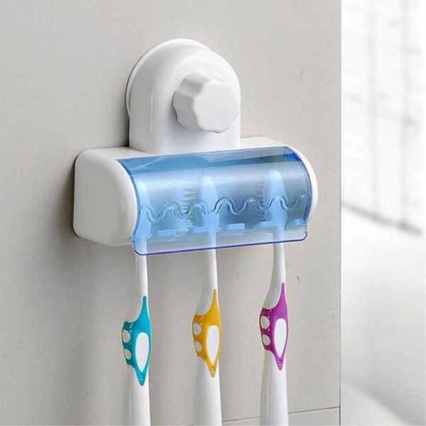 

bath accessory set 5 racks dust-proof toothbrush holder for the bathroom kitchen family toothbrushs suction wall stand hook