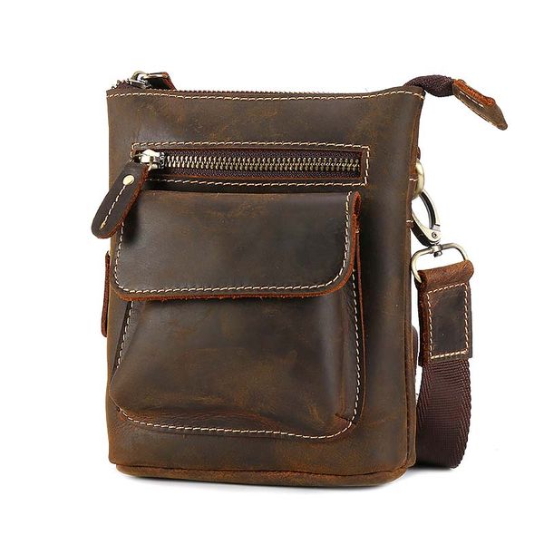 

hbp aetoo leather men's bag messenger waist bag mobile phone hanging bag crazy horse leather layer leather retro vertical cigare