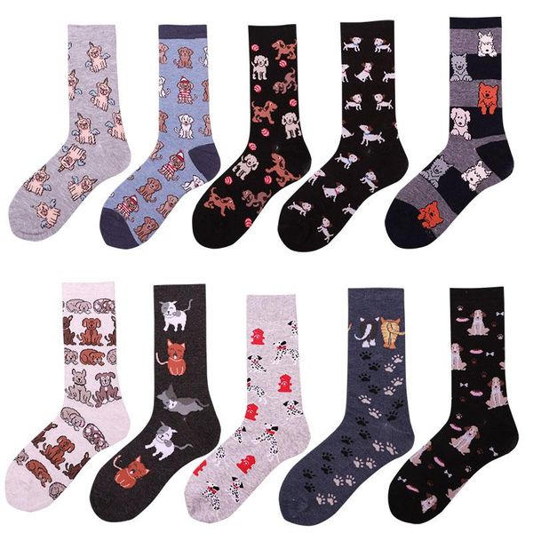 

men's socks cotton soft animal funny long for men women fashion cartoon, Black