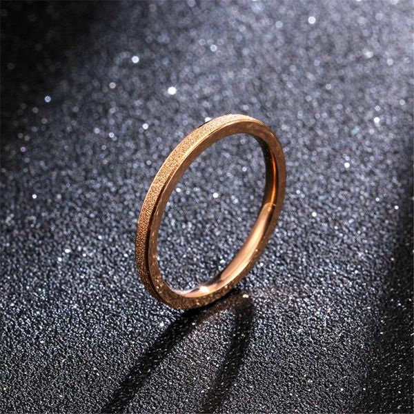 

wedding rings loredana fashionable and simple 2mm width rose gold color frosting process to make titanium steel ring.do not fade, Slivery;golden