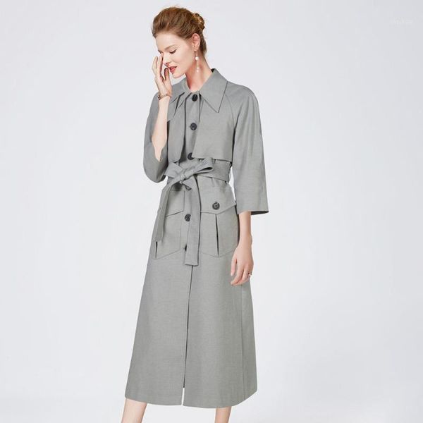 

2020 spring and summer new style ] women's coat european and american brand large-size medium-length women's casual windbreaker1, Tan;black