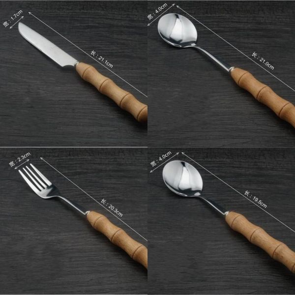 

woodiness knife spoons fork tableware long handle stainless steel dinnerware originality dinner service with various pattern 2 35qx j1