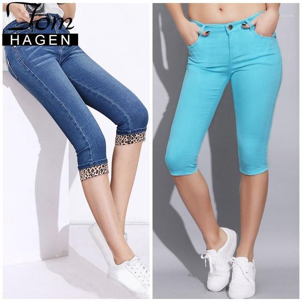 

high waist women leopard pants skinny capris jeans summer women's trousers female capri pants stretch candy jeans pantalon femme1, Black;white