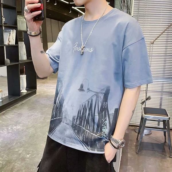 

t-shirt short summer fashion brand trend loose 2020 new half sleeve men's clothes, White;black