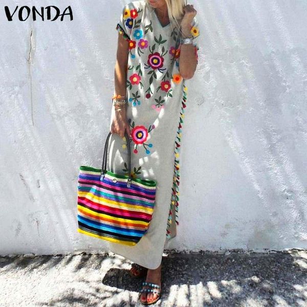 

beach summer dress bohemian maxi long women v neck tassel party vestido vintage floral print sundress plus size kg-505, Black;gray