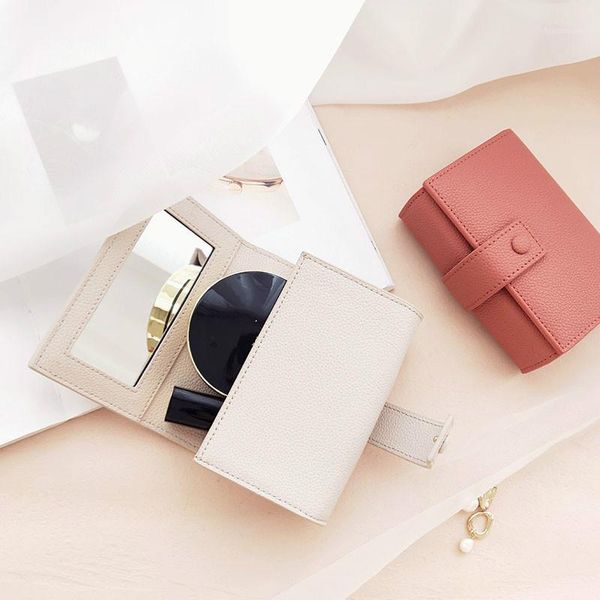 

designer brand solid cosmetic bag korean style women makeup bag pouch genuine leather makeup organizer case dropshipping 2331