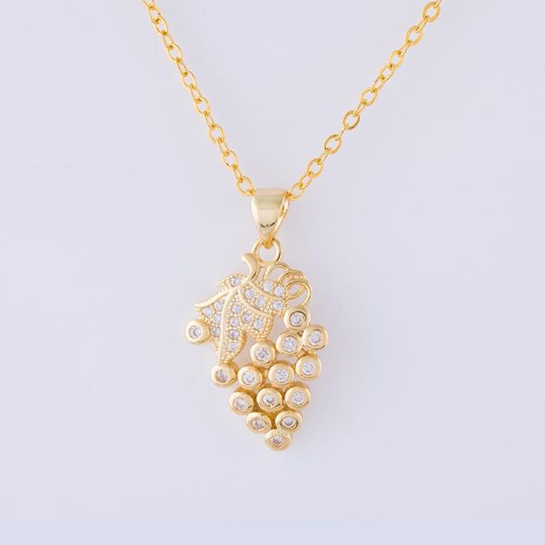 

горячие модные ювелирные изделия симпатичные циркон виноградные подвески ожерелья подвески для женщин оптовая золотая цветная подвеска с цеп, Silver