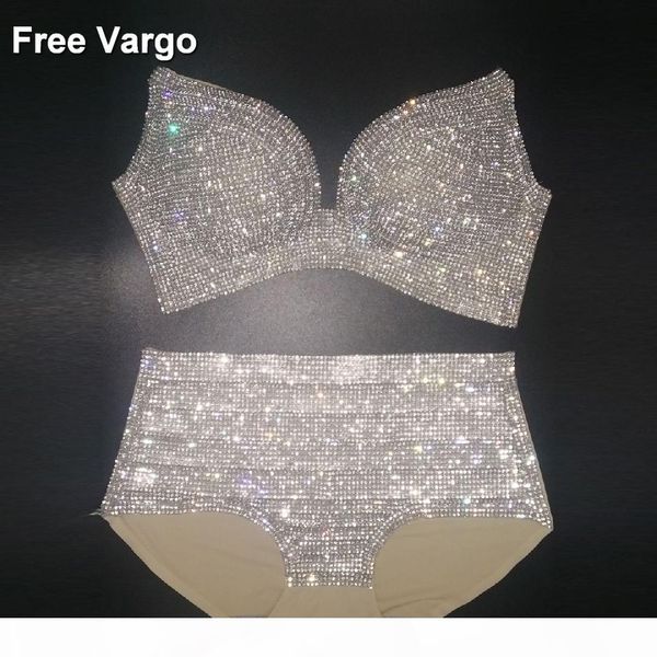 

lingerie glisten bra short outfit nightclub bar dj singer ds costumes set drilling bikini dance costumes, Black;red
