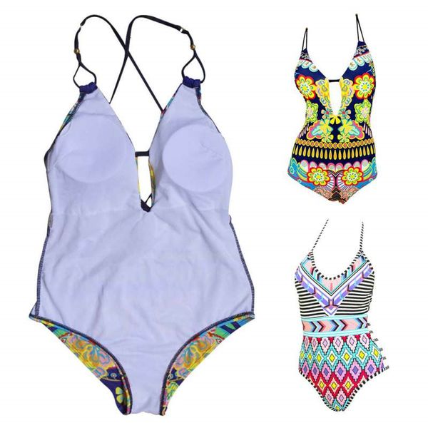 

outdoor floral print strap one piece high waist swimwear bodysuit flower women beach swim bathing suit