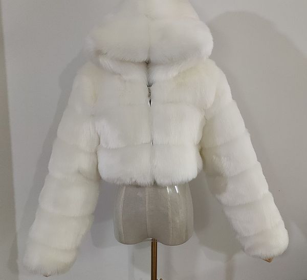 

women coat short imitation fur faux fox hair long sleeve spliced women's coats instock outwear zipper jacket discount overcoat, Black