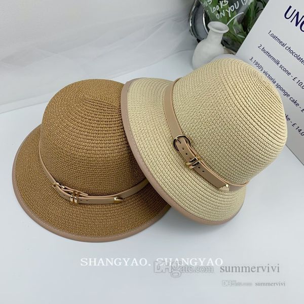 

summer girls grass braid hats children pu leather straps beach caps kids hollowed-out sunhats baby fashion straw hat q5036, Yellow