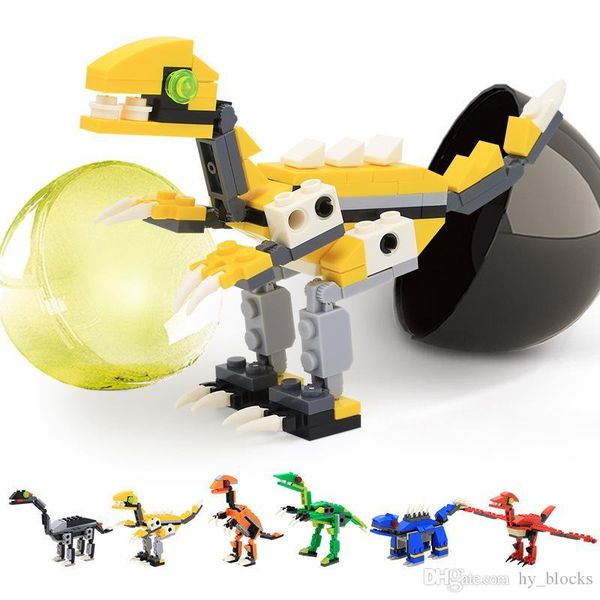 

12 шт. строительные блоки капсулы динозавр сериал мини животное t-rex diy образовательные детские игрушки подарок смешные яичные действия иг