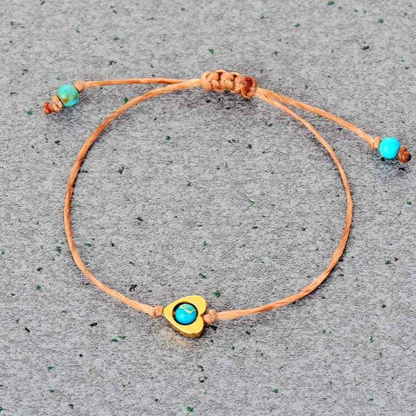 

simple wrap bracelets femme stones heart shape string small beads yoga friendship bracelet bangle bohemian jewellery wholesale jllstd, Golden;silver