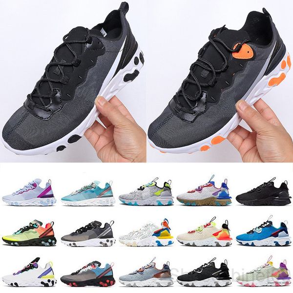 

react element 55 87 casual shoes for men women triple black royal tint metallic gold mens trainer sports sneakers gr9s