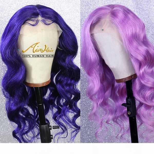 

human hair purple fulll lace wig pre plucked body wave glueless virgin peruvian hair glueless wigs for black women with baby hair, Black;brown
