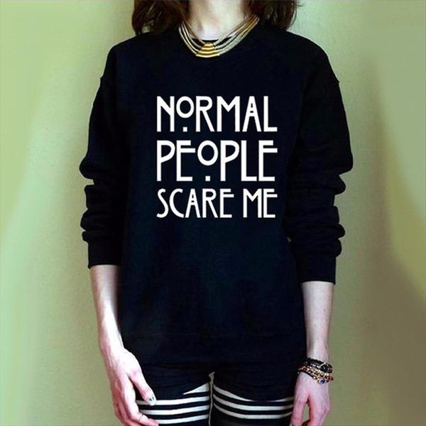 

letter normal people scare me hoodies sweatshirts 2020 women casual kawaii harajuku new sweat punk clothing european korean, Black
