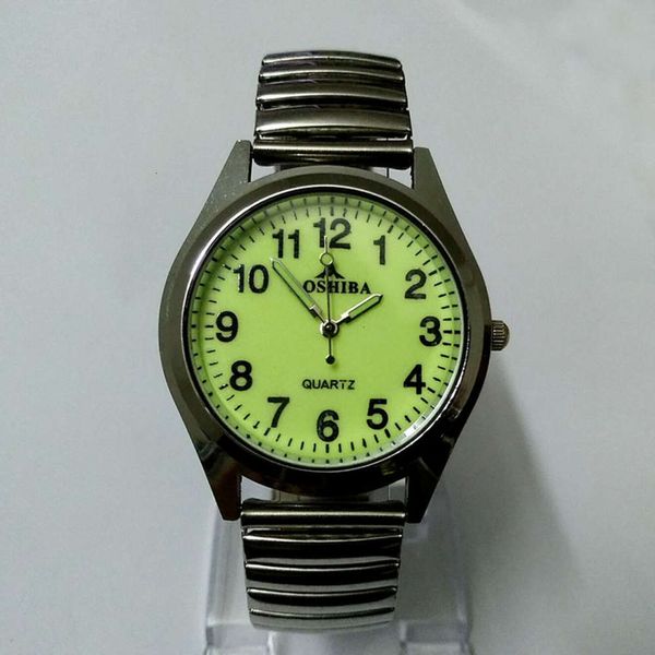 

dial 12 digital luminous fashion simple elastic steel band watch elderly watch men's and women's lovers watch, Slivery;brown