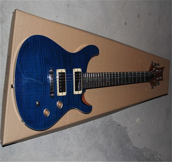 2021 Neue Ankunft Hot Wholesale Einteilige Set Hals Vögel Inlay Griffbrett Künstler Serie Blaue E-Gitarre